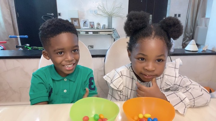 Tiwa Savage's Son Jamal And Davido's Daughter Imade Looking Cute And Adorable As They Join The #fruitsnackchallenge | Video