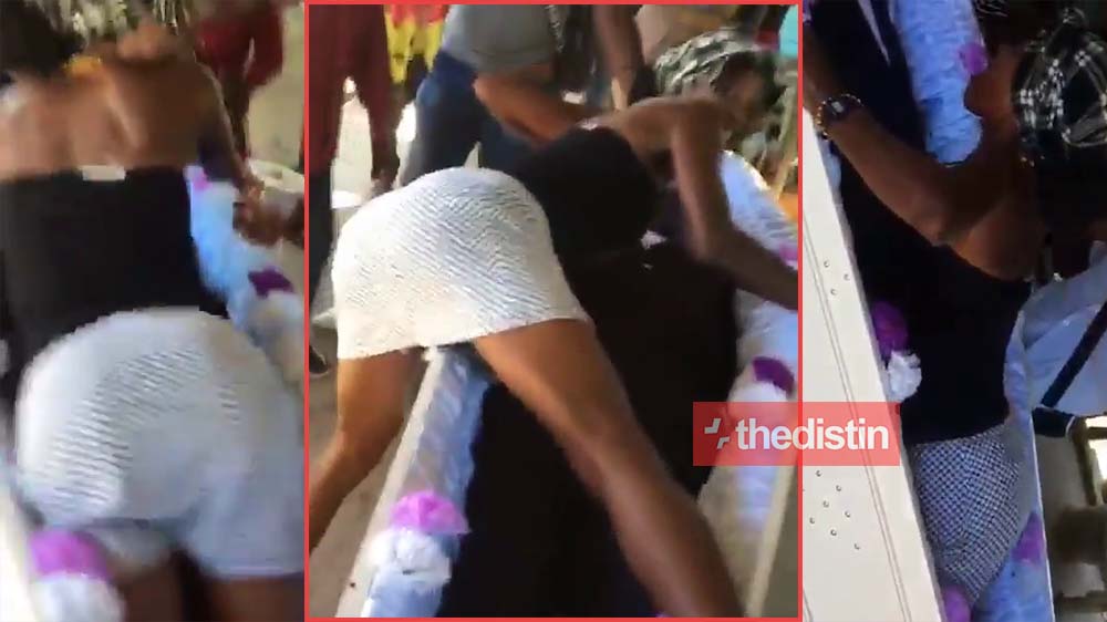 Slay Queens Grinds A Dea.d Friend In A Coffin At His Funeral In Viral Video
