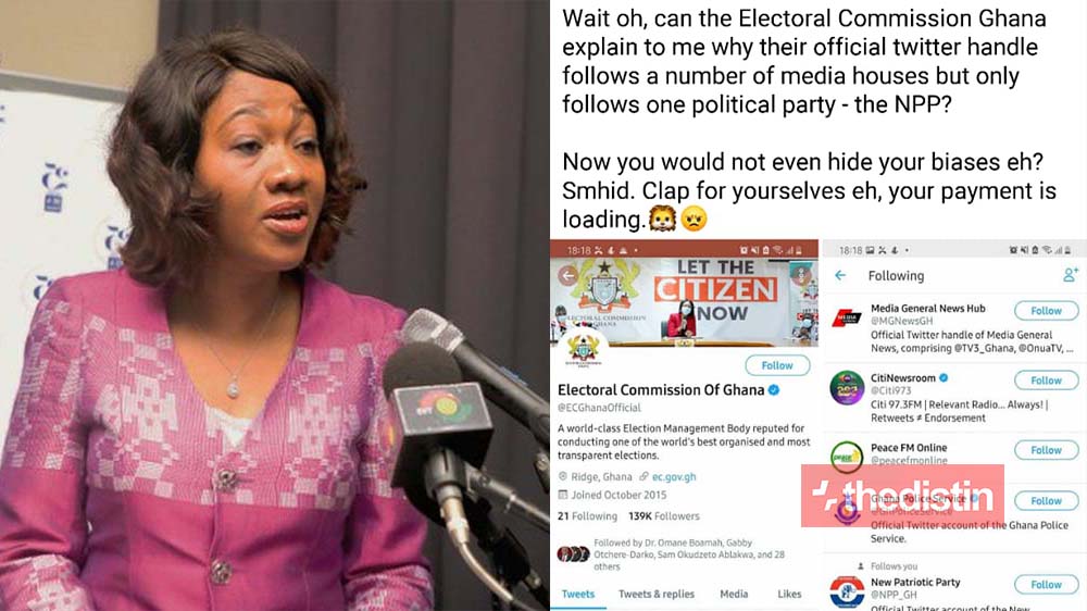 EC Quickly Unfollows NPP On Twitter After The NDC Raised Concern (Screenshots)