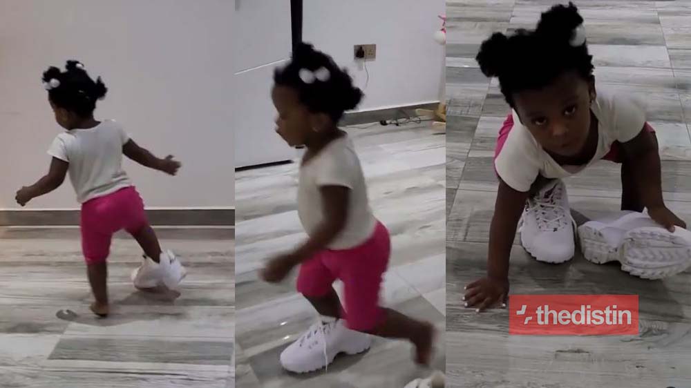 Funny Video Of Baby Maxin Disturbing Her Mom Mcbrown While Walking In Her Big Shoe Gets People Laughing (Watch)