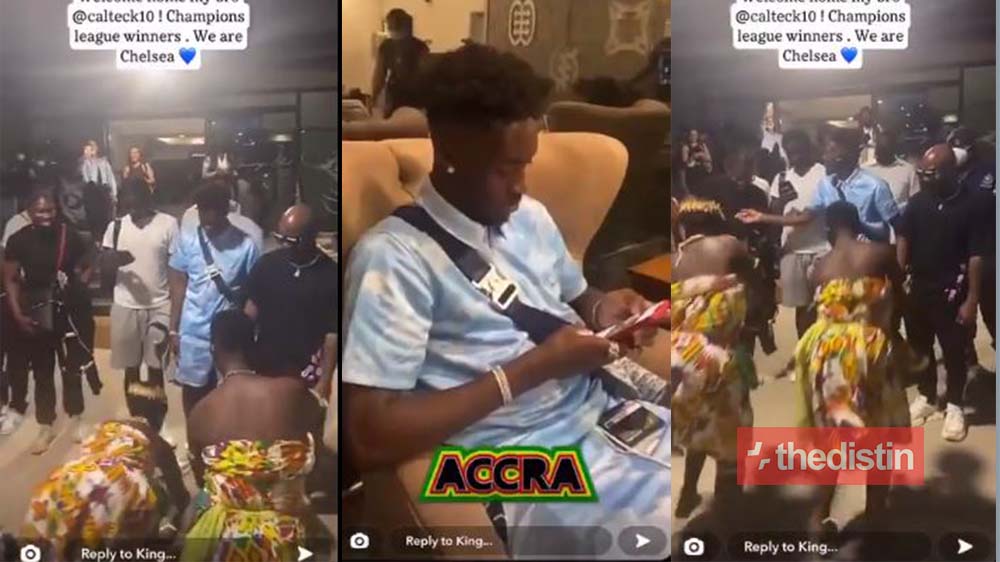 Chelsea’s Hudson-Odoi Spotted With Singer King Promise In Ghana Chilling After Champions League Victory (Videos)