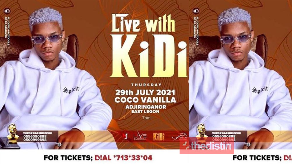 Singer KiDi Announces The Price List Of The Ticket For His Upcoming Live Concert (Photo)
